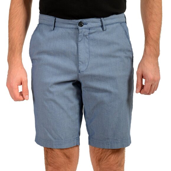 Hugo Boss Men's Slice-Short Blue Geometric Print Flat Front Shorts US 34R IT 50 - Picture 1 of 5